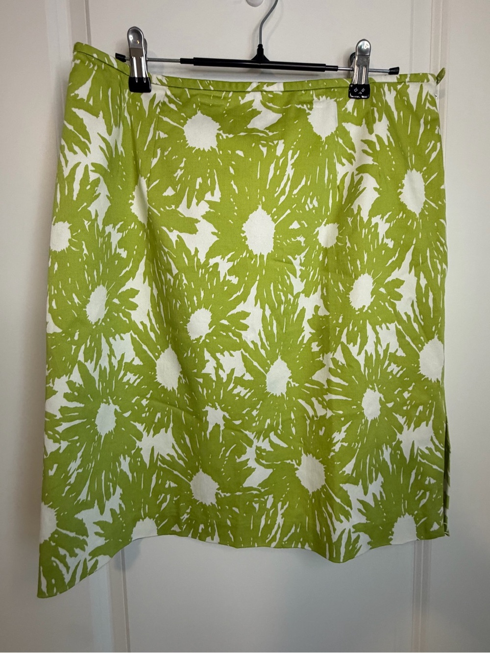 Talbots Lime Green and White Floral A Line Skirt